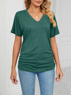 Casual V-neck Short Sleeve T-shirt (17)