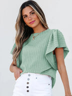 Round Neck Ruffle Sleeve Top (6)