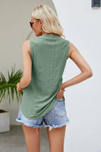 Notched Neck Curved Hem Eyelet Tank (12)