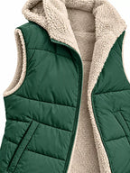 Full Size Hooded Sherpa-lined Puffer Vest Coat Plus (36)