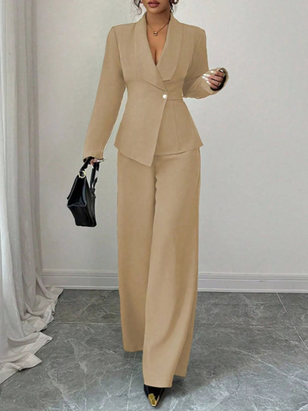 One Button Blazer Pants Set (24)