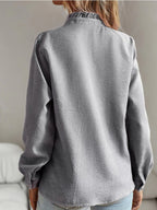 Striped Ruffle Detail Button-up Blouse (10)