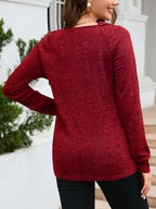 Texture Round Neck Long Sleeve Knit Top (12)