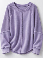 Waffle Knit Raglan Sleeve Sweatshirt (19)
