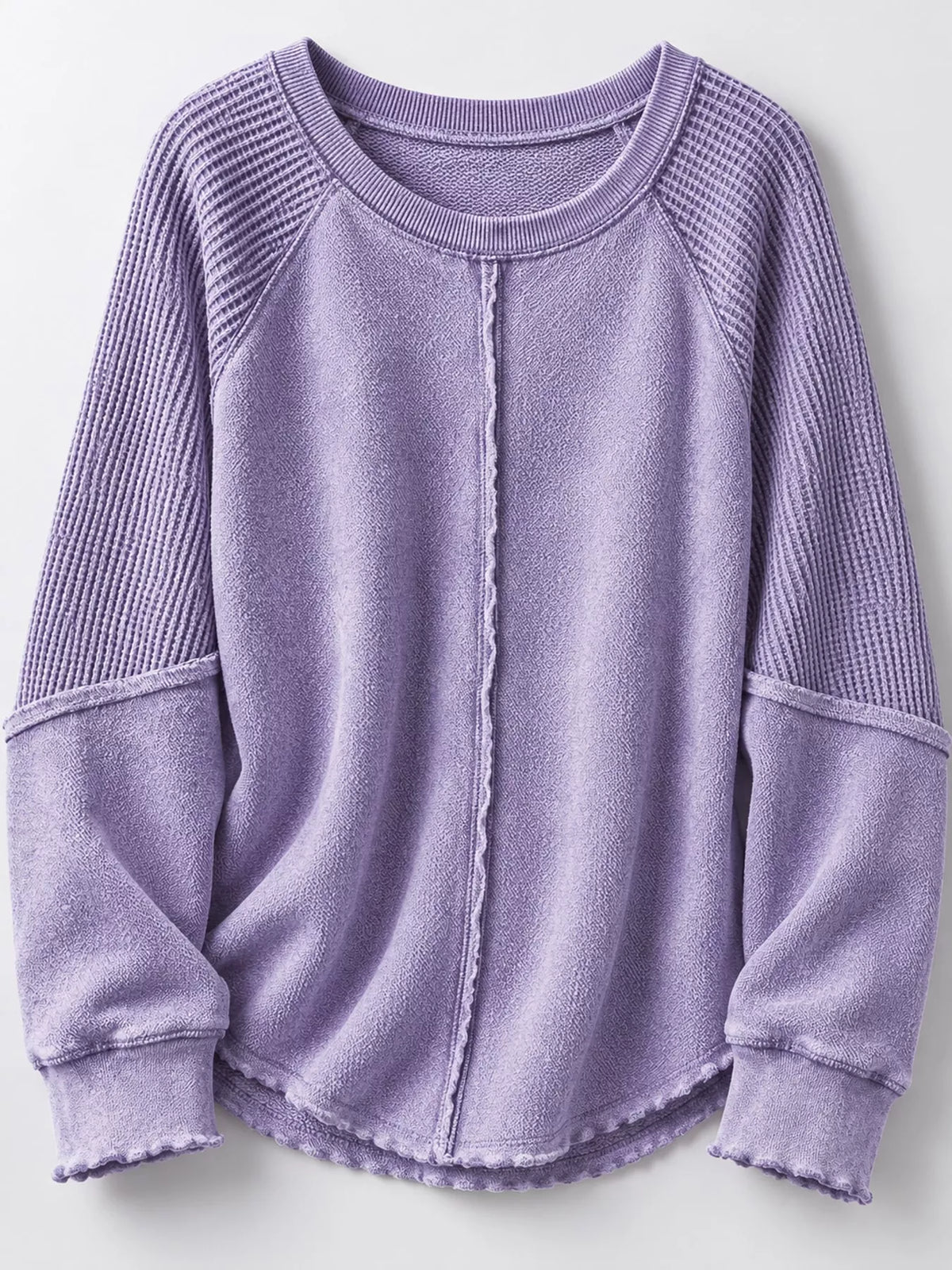 Waffle Knit Raglan Sleeve Sweatshirt (19)