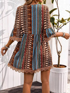 Printed V-neck A-line Dress (19)