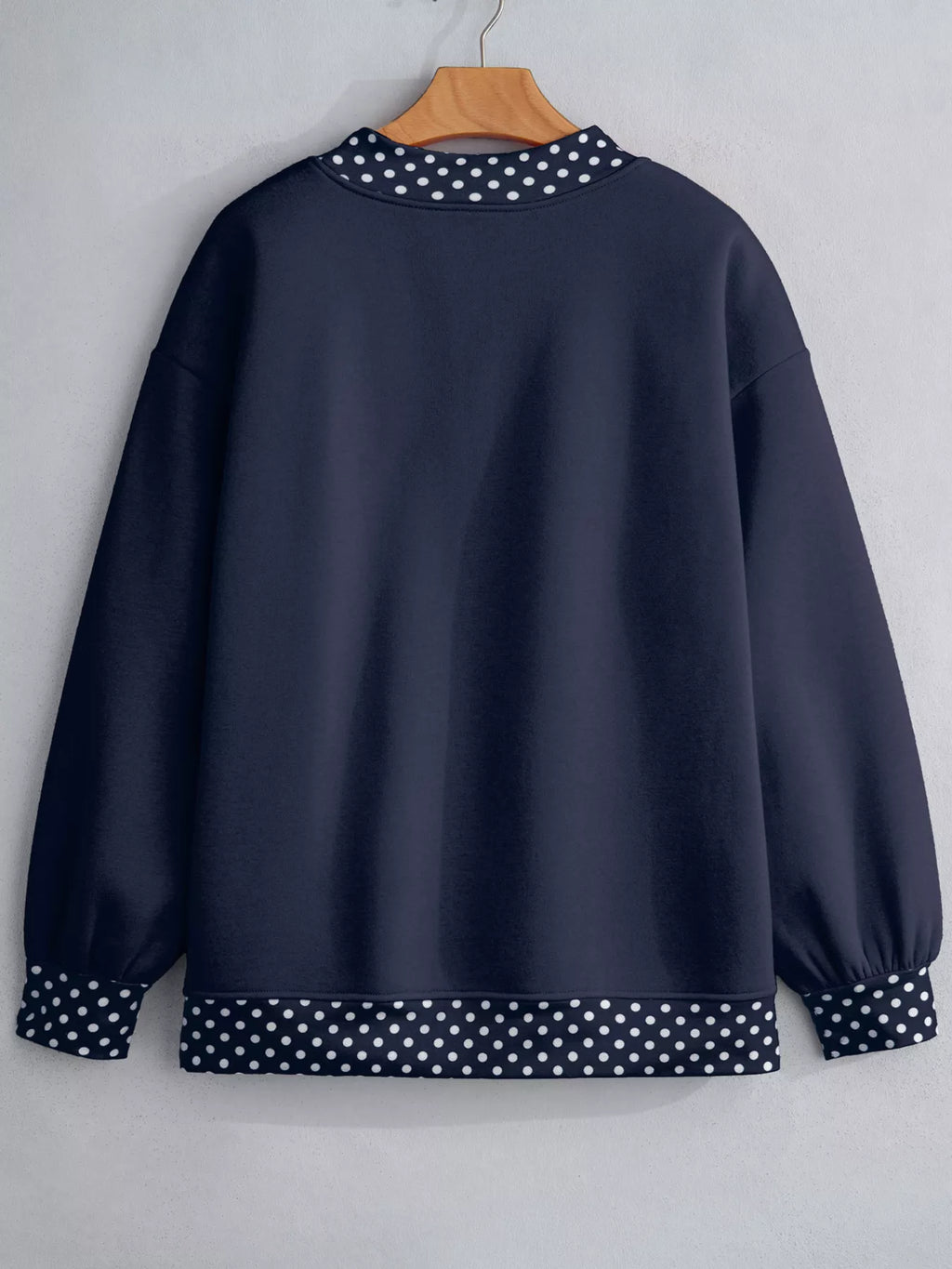 Polka Dot Trim Contrast Crew Neck Sweatshirt (3)