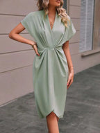 Ruched Surplice Short Sleeve Dress (4)