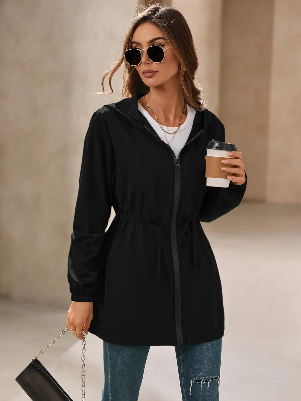 Outdoor Waterproof Long Sleeve Hooded Windbreaker (19)
