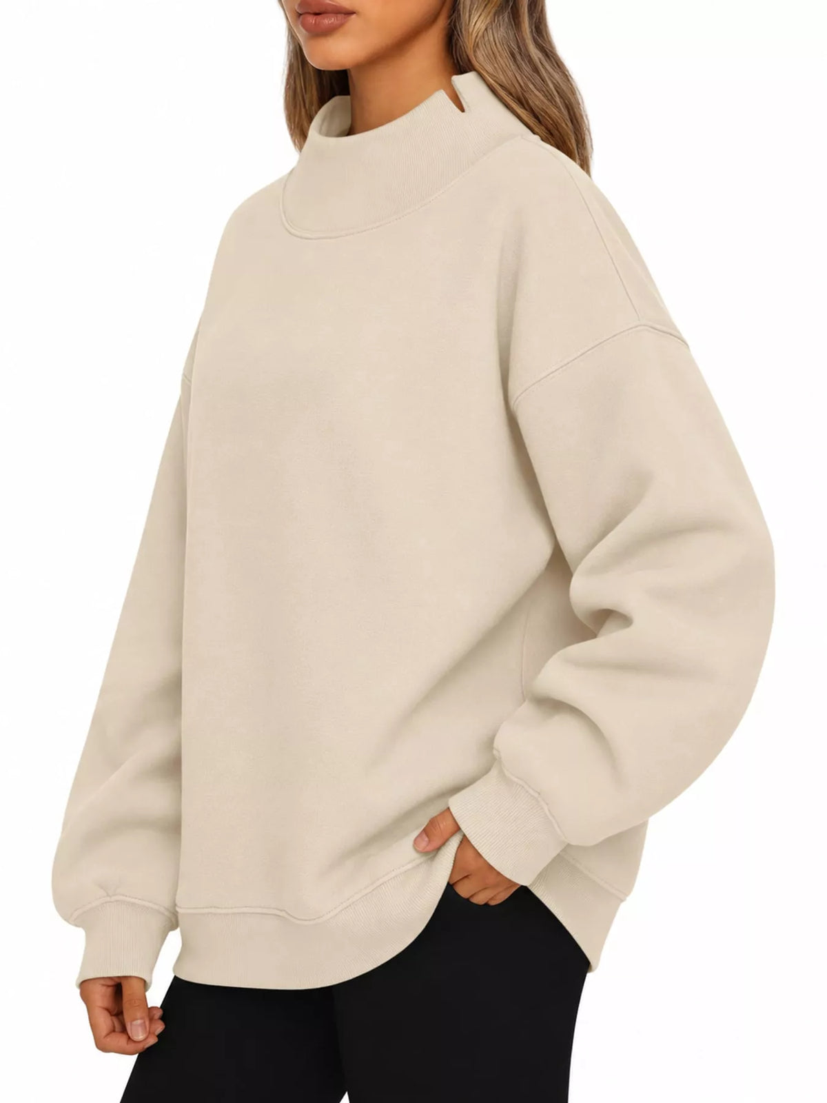 Oversized Mock Neck Long Sleeve Sweatshirt (11)