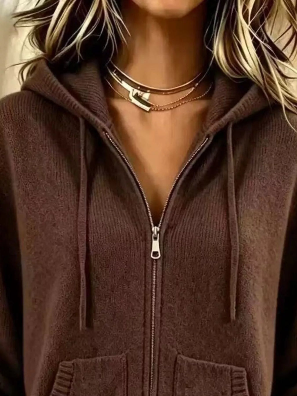Zip-up Hooded Knit Cardigan (12)