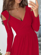 Slit Surplice Cold Shoulder Maxi Dress (11)