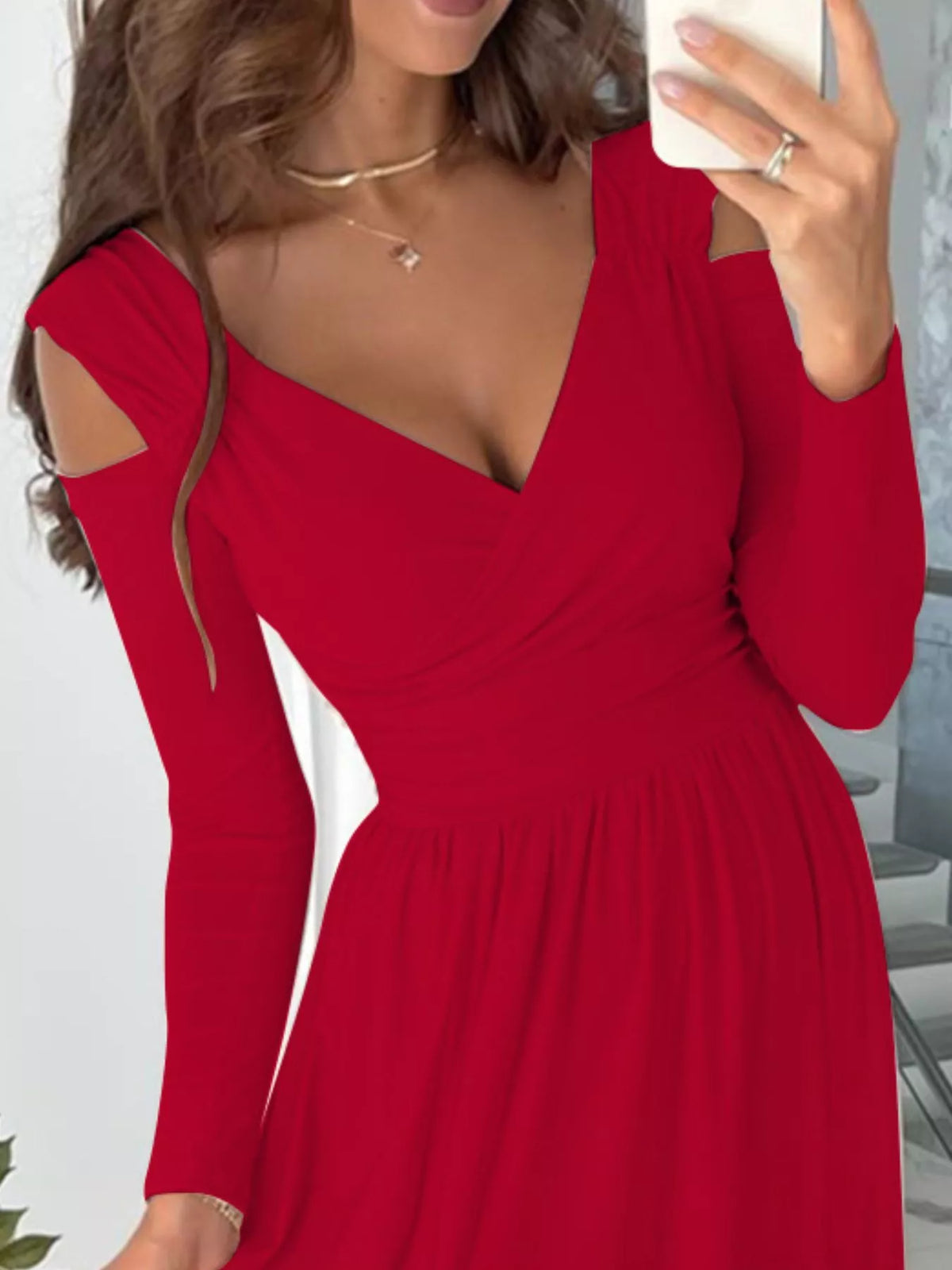 Slit Surplice Cold Shoulder Maxi Dress (11)