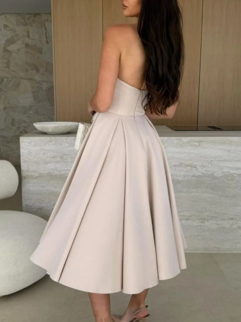 Solid Color Tube Midi Dress (17)