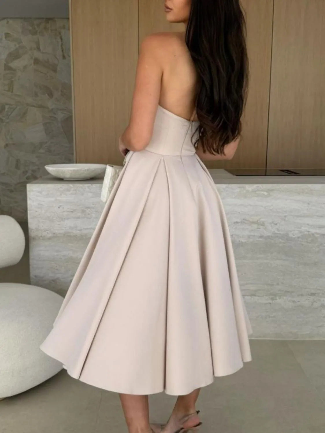 Solid Color Tube Midi Dress (17)
