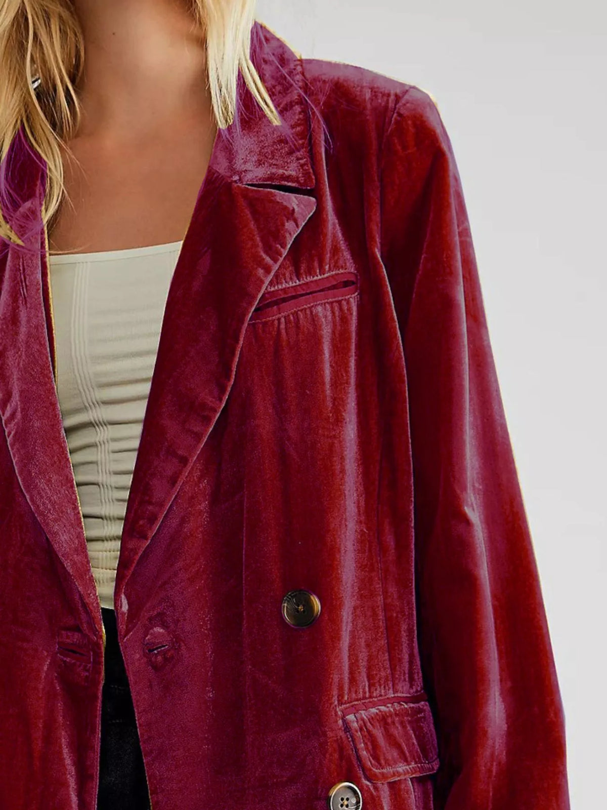 Lapel Collar Button Up Blazer (12)