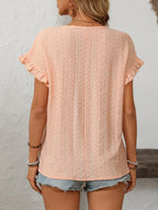 Eyelet Round Neck Short Sleeve Top (2)