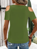 Cold Shoulder T-shirt Metal Ring Detail (7)