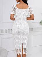 Lace Short Sleeve Midi Dress (4)