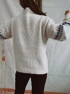 Geometric Mock Neck Dropped Shoulder Sweater (6)