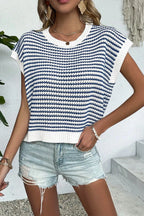 Striped Round Neck Sweater Vest (16)
