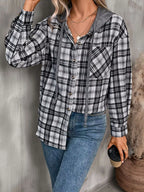 Hooded Plaid Button-up Shirt (5)