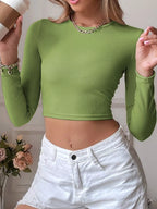 Cutout Back Long Sleeve Crop T-shirt (8)