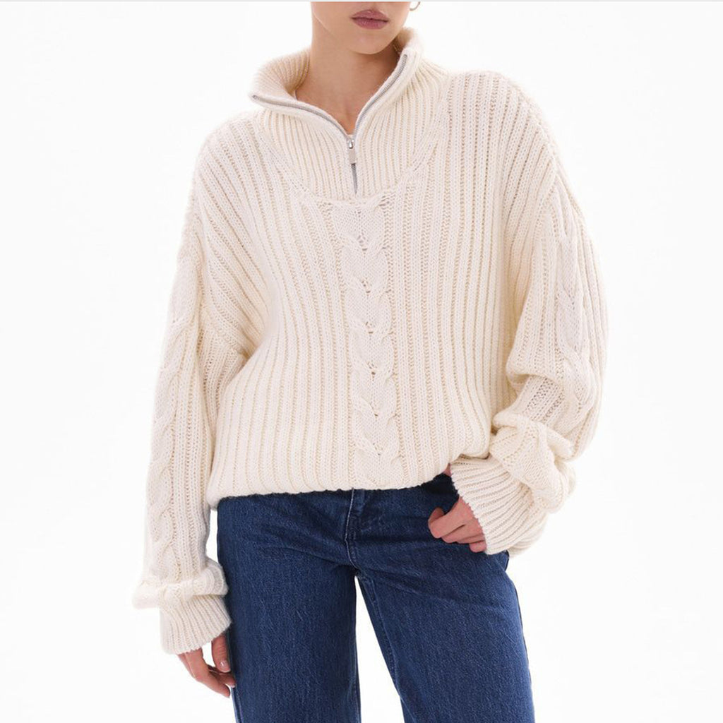Ribbed Half Zip Long Sleeve Sweater (9)