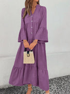 Ruffle Hem Button Front Tiered Dress (3)