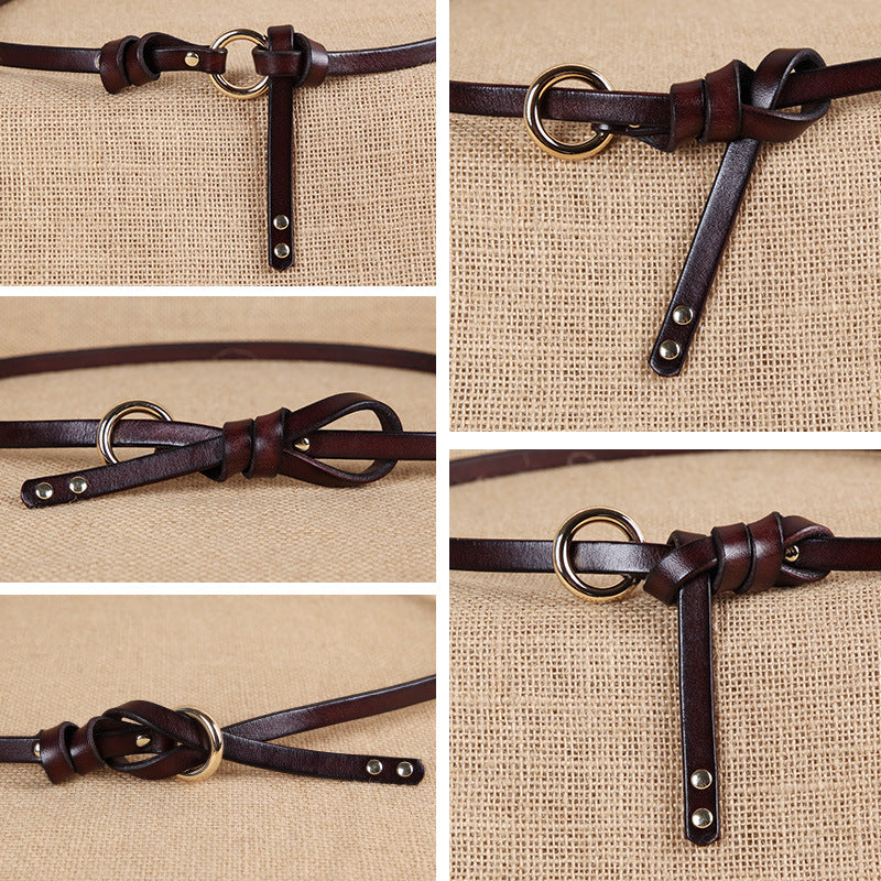 Round Button Top Leather Belt photo 3