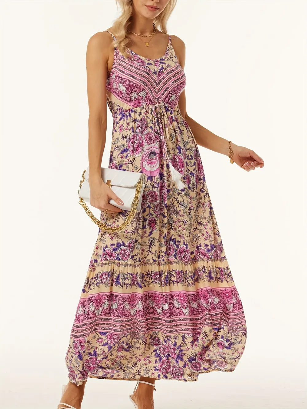 Printed Scoop Neck Midi Cami Dress (5)