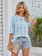 Openwork Round Neck Knit Top (7)