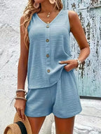 V-neck Tank Top Shorts Set (6)