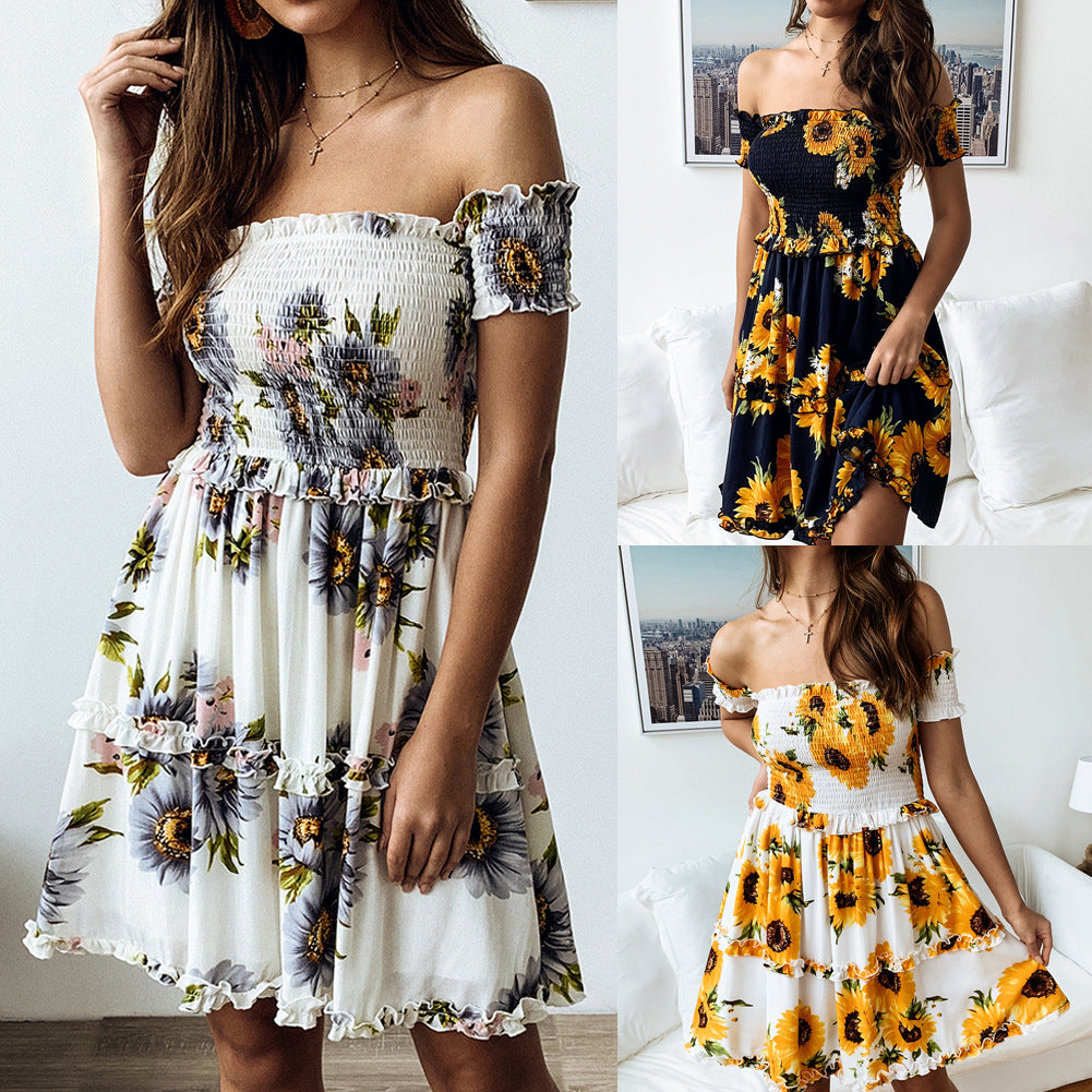 Ruffled Short Sleeve Halter Dress photo 1