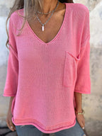 Full Size Casual V-neck Knit Sweater Plus (5)