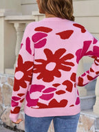Floral Crew Neck Long Sleeve Sweater (16)