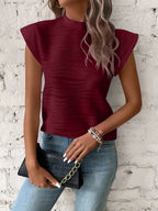 Mock Neck Cap Sleeve Top (19)