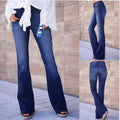 Mid-rise Trousers Bootcut Jeans variant CJNSXZNZ01695-Blue-XXL|CJNSXZNZ01695-Blue-S|CJNSXZNZ01695-Blue-XL|CJNSXZNZ01695-Blue-L|CJNSXZNZ01695-Blue-M