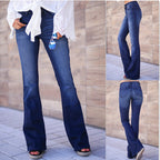 Mid-rise Trousers Bootcut Jeans variant CJNSXZNZ01695-Blue-XXL|CJNSXZNZ01695-Blue-S|CJNSXZNZ01695-Blue-XL|CJNSXZNZ01695-Blue-L|CJNSXZNZ01695-Blue-M