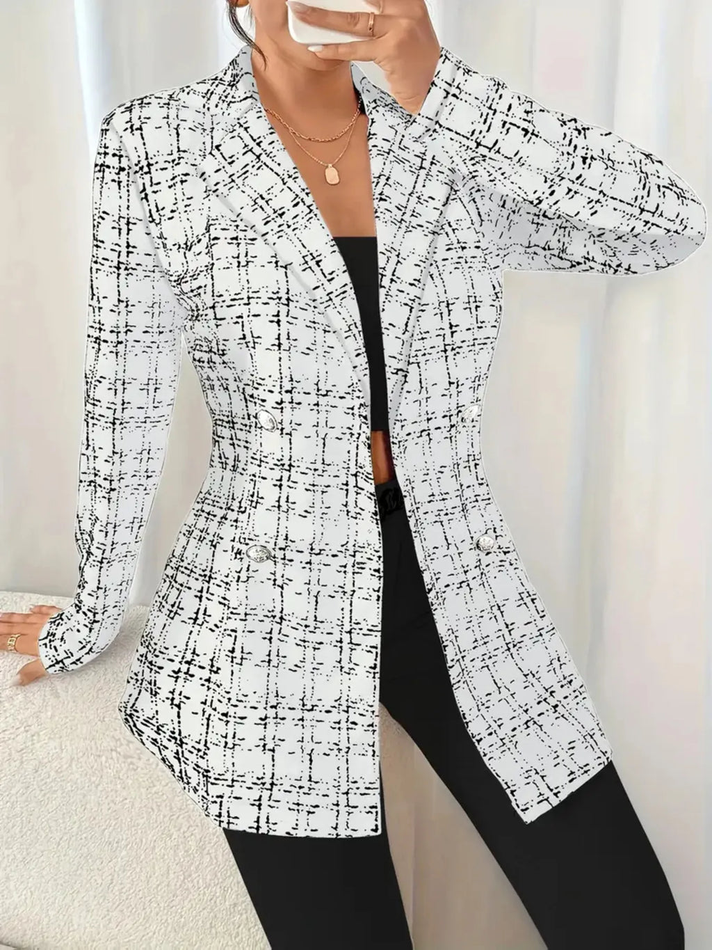 Tweed Double-breasted Blazer (8)
