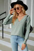 V-neck Lantern Sleeve T-shirt (27)