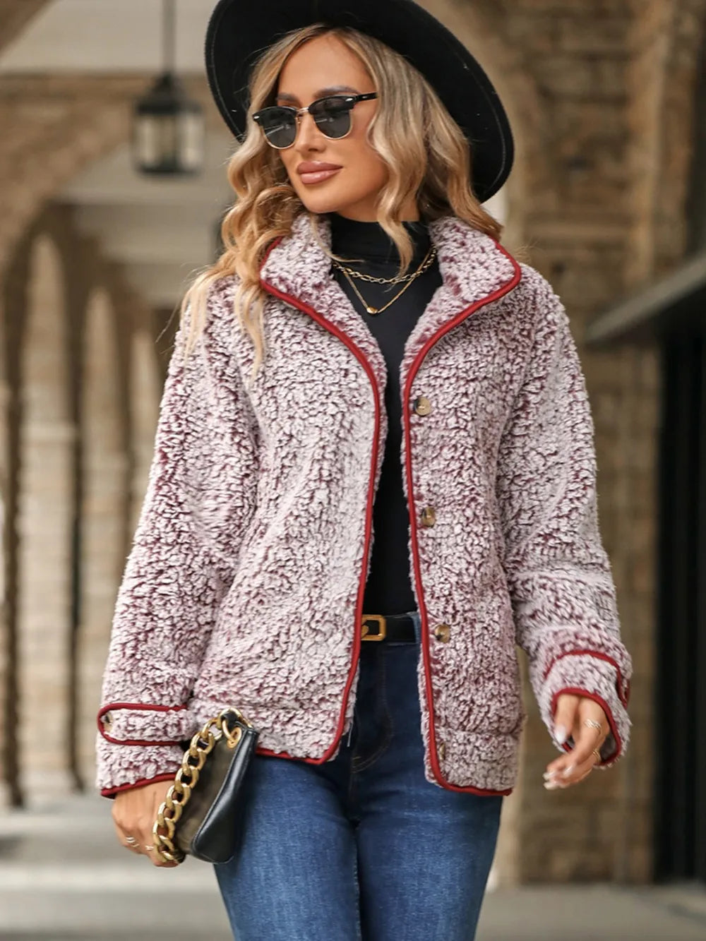 Fuzzy Pocketed Button Up Jacket (3)