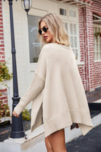 V-neck Slit Exposed Seam Sweater (24)