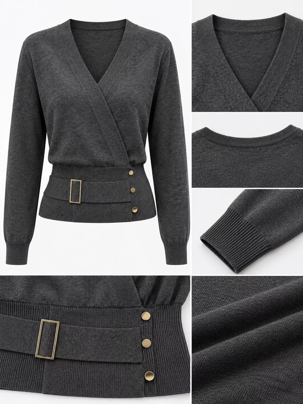 Surplice Elastic Waist Long Sleeve Knit Top (7)