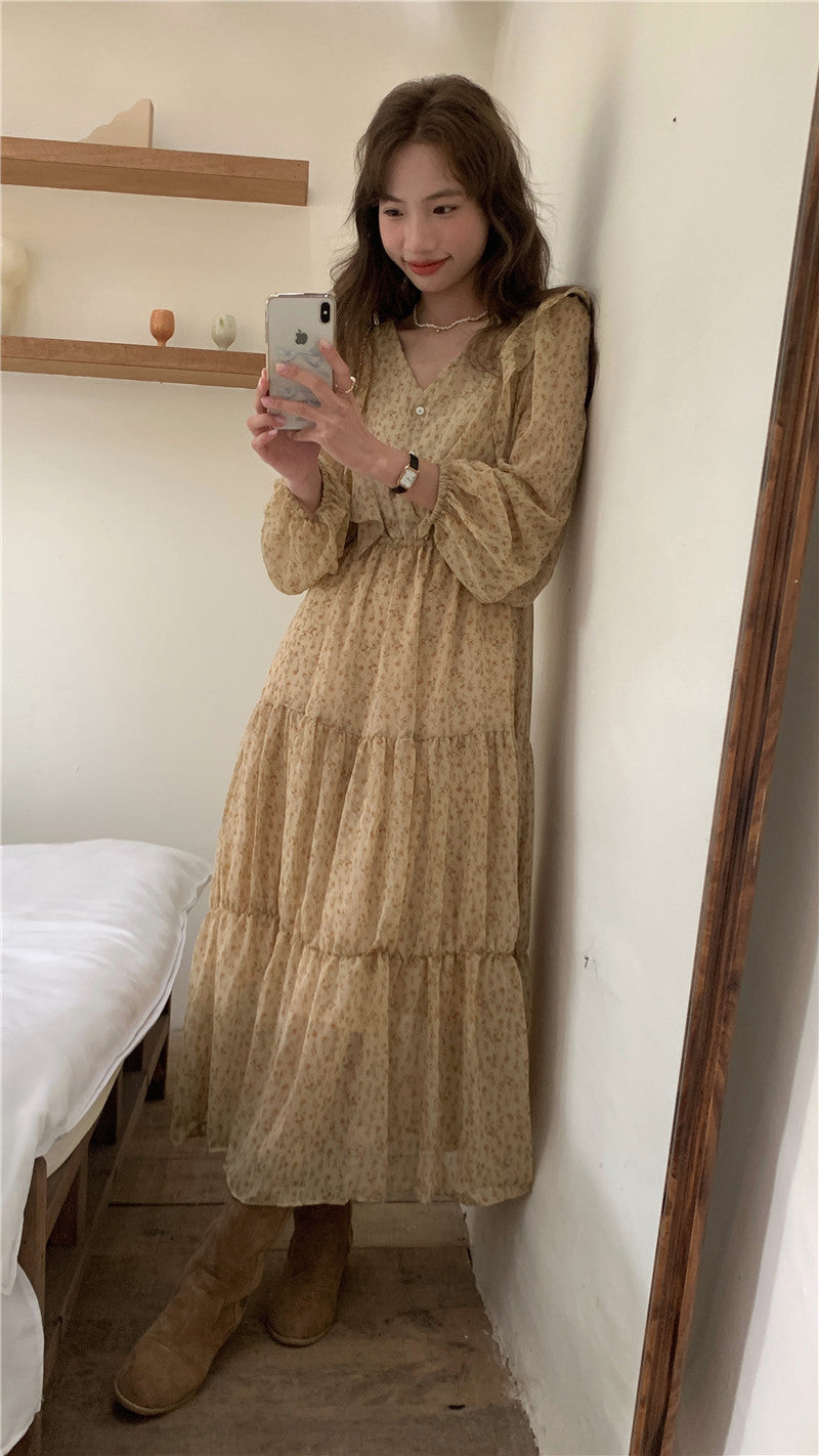 Retro Elegance Chiffon Midi Dress photo 5