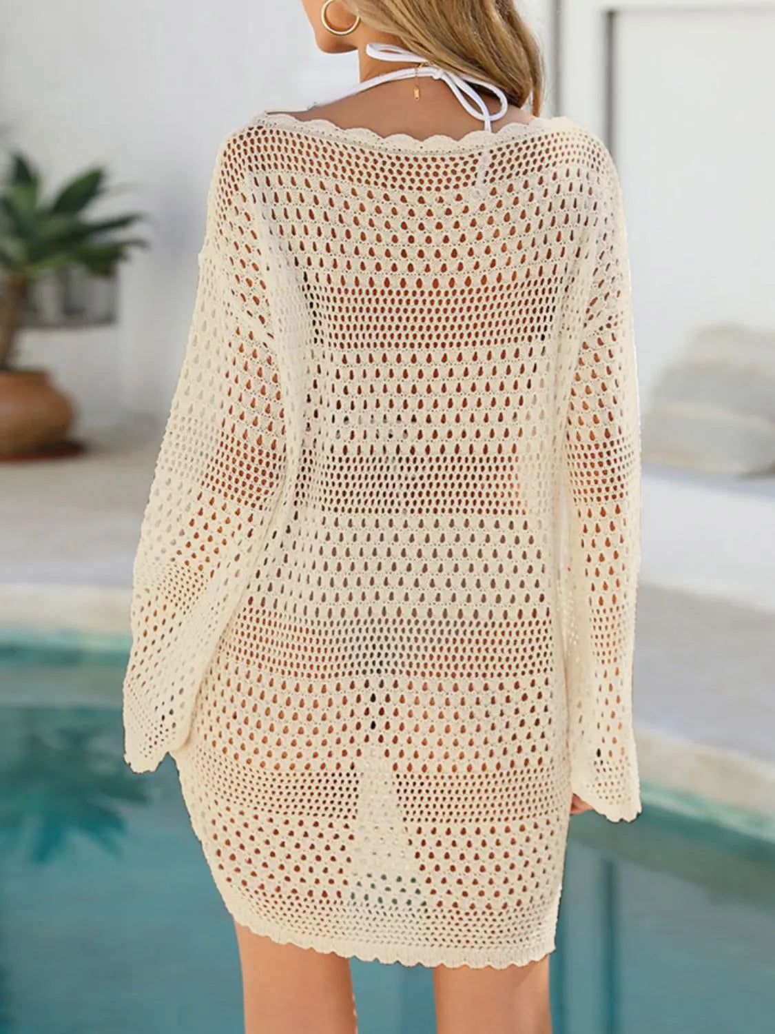 Round Neck Openwork Cover-up (9)