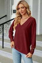 V-neck Lantern Sleeve T-shirt (10)
