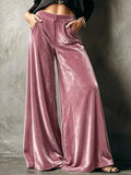 Full Size High-waisted Wide-leg Velvet Pants Plus