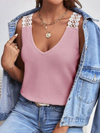 Lace Trim V-neck Tank Top (3)