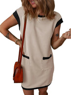 Round Neck Cap Sleeve Mini Dress (8)